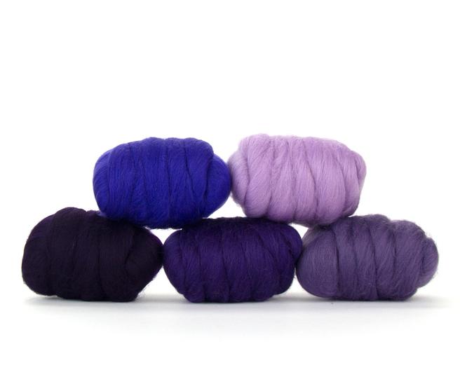 Bewitching Fibers Mini Merino Tops Collection - Purples - 5 colors Bewitching Fibers Mini Merino Tops Collection - Purples - 5 colors